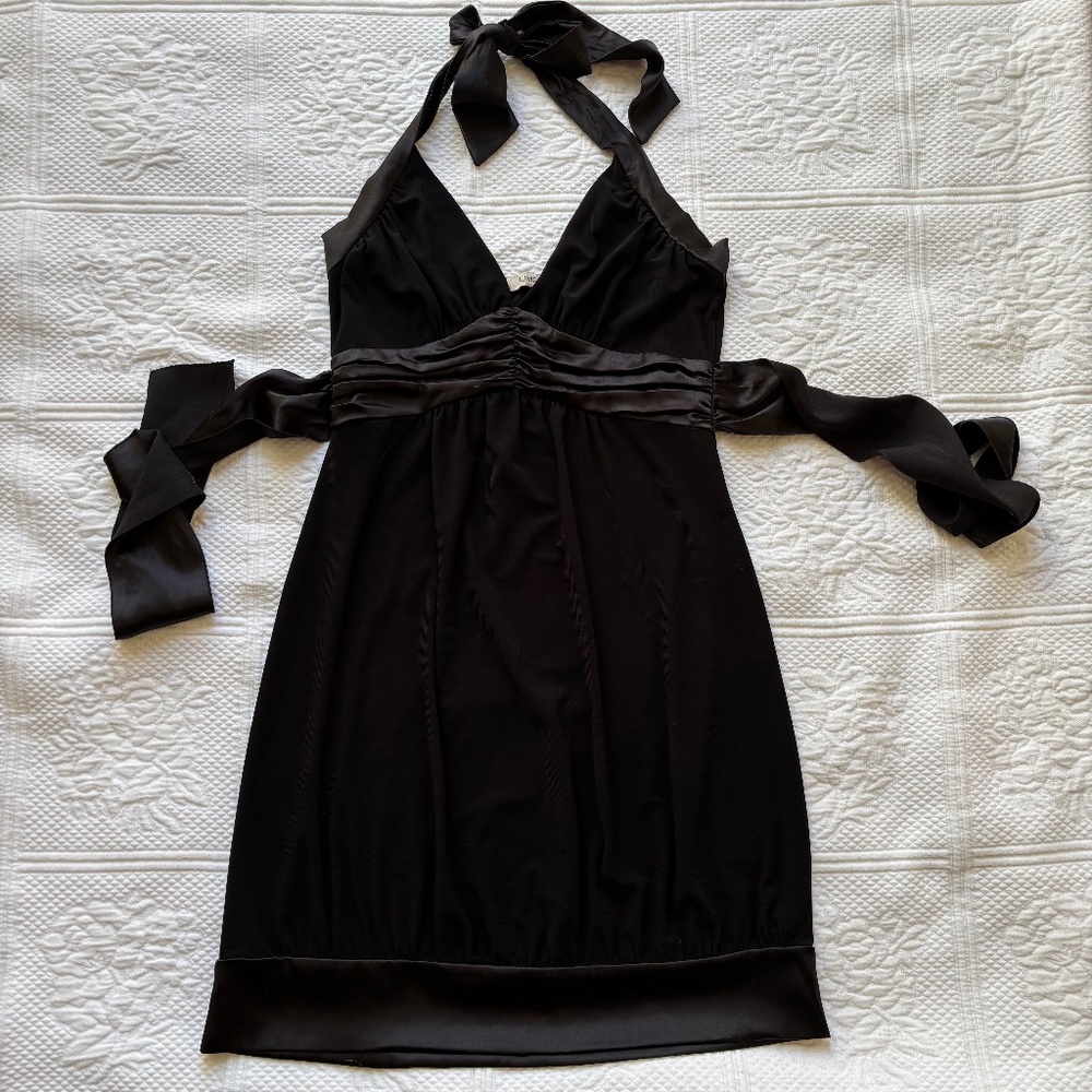 Vintage Y2K Black Mini Halter Dress